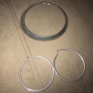H&M silver tone necklace and earrings
